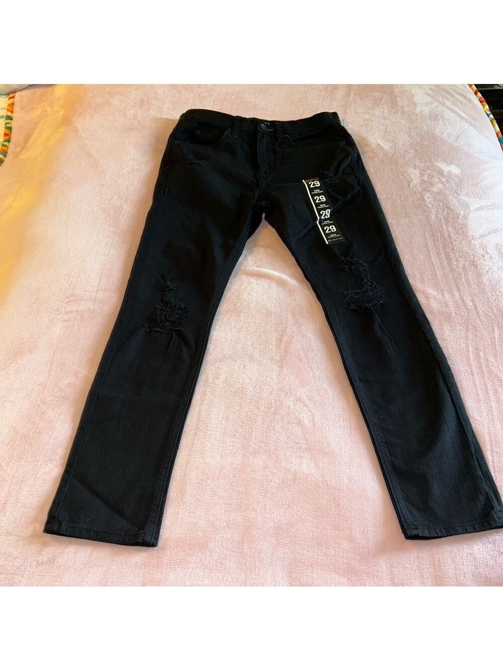 Empyre Verge tapered skinny black jeans distressed skater size 29